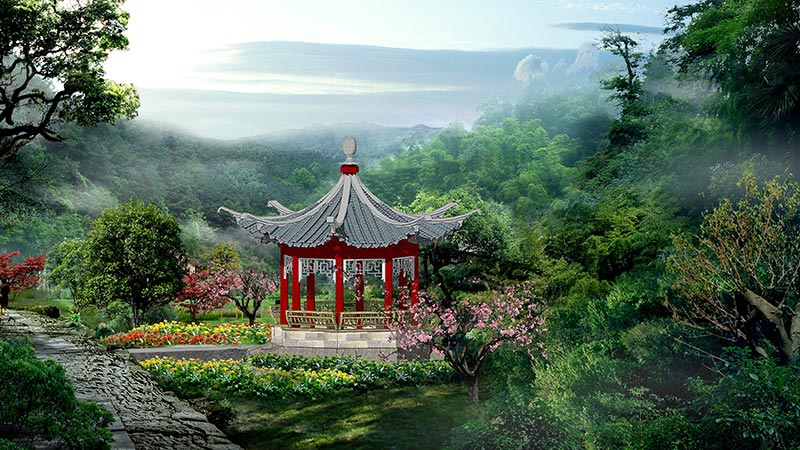 建科為大家簡析現(xiàn)代中式風格園林設(shè)計